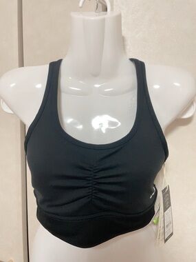 adidas Black Ruched Front Racerback Sports Bra
